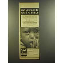 1964 Save the Children Ad - Use your pen to give a smile