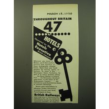 1950 British Railways Ad - Throughout Britain 47 Hotels operated