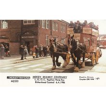 Mersey Railway Centenary Horse Bus at Station 1986 Postcard