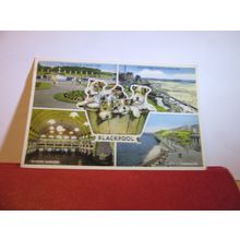 multiview BLACKPOOL, LANCASHIRE. used vintage postcard by Dennis 1957 pm pups =