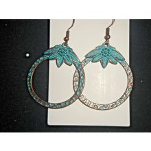Tarnished patina bronze effect round ring style earrings