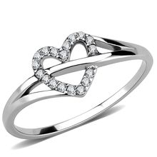 DA259 - High polished (no plating) Stainless Steel Ring with AAA Grade CZ in...