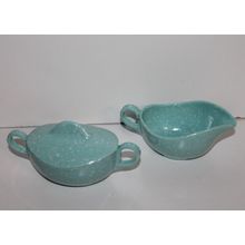 Rare VTG Mid Century Modern Light Blue Melmac Cream and Sugar Set Kitchen Decor