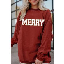 Racing Red MERRY Graphic Corded Christmas Sweatshirt
