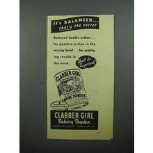 1945 Clabber Girl Baking Powder Ad - It's Balanced