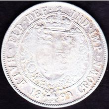 1899 Great Britain 1 Half Crown (2 & Half Shillings) Silver Coin