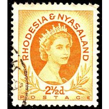 Africa Rhodesia & Nyasaland 1954 Queen Elizabeth II 2 1/2d Used Stamp QE II .