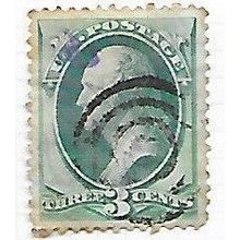 USA 1870 NATIONAL BANK NOTE 3c WASHINGTON TARGET BLACK CANCEL