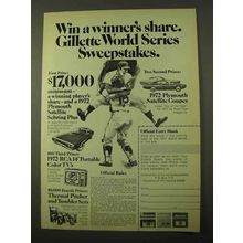 1971 Gillette Razors Ad - World Series Sweepstakes