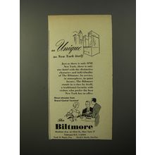 1954 The Biltmore Hotel Ad - As Unique as New York itself