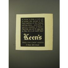 1954 Keen's English Chop House Ad - A steak, a chop, a rich cut of prime ribs
