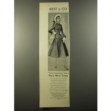 1954 Best & Co. Bardley Jr. Suit Ad - Young cosmopolitans' coup in Navy wool