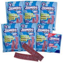 JOYRIDE Blue Raspberry Sour Strips - 3.5 Oz 6-Pack Bundle with 2.5Oz Glacial Pep