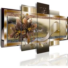 LUDUHU Yellow Orchid Flowers Canvas Print - Abstract Wall Art Painting Decor for