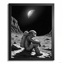 Lonely Astronaut Poster Print Space Art Monochrome Wall Art Astronaut Picture (