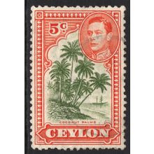 CEYLON: KING GEORGE VI - 5c COCONUT PALMS USED (G21)