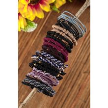 Black Multicolour 20pcs Boho Knotted Hair Ties