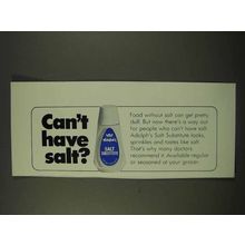 1973 Adolph's Salt Substitute Ad - Can't have Salt?