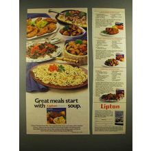 1988 Lipton Onion Soup Ad - Onion-Baked Pork Chops, Oriental Pepper Steak