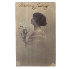 BIRTHDAY GREETINGS .used vintage postcard by R & K 1925 postmark