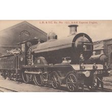 LB & SC No 323 4-4-0 Express Engine Train Antique Postcard
