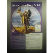1993 The Franklin Mint Ad - Prayer to the Great Spirt by Paul Calle Plate