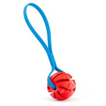Red Spiral Ball 2" (5cm) W/ Cerulean Blue Biothane Handle