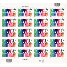 Happy Birthday Sheet of Twenty 37 Cent Stamps Scott 3695