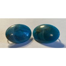 Blue Resin 1" Clip On Earrings