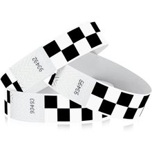 500 Wristco Black Checkered/Checks Tyvek Wristbands for Events - Comfortable Tea