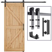 SMARTSTANDARD 6.8 FT Heavy Duty Sturdy Sliding Barn Door Hardware Kit, Black, (W