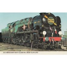 SS Merchant Navy Class 25038 Clan Line Train Postcard