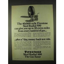 1974 Firestone Steel Radial 500 Tires Ad - 40,000 Mile