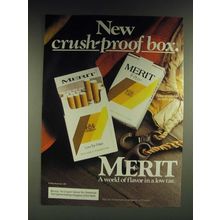 1985 Merit Cigarettes Ad - New crush-proof box