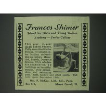 1930 Frances Shiner School for Girls and Young Women Advertisement