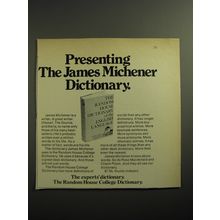 1970 The Random House College Dictionary Ad - The James Michener Dictcionary