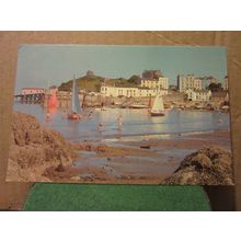 THE HARBOUR from NORTH BEACH, TENBY, WALES used postcard by Archway 1977 pm =