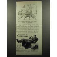 1953 Barcalounger Chair Ad - cartoon by George Price - It's his own fault