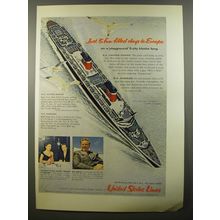 1954 United States Lines Cruise Ad - Just 5 fun-filled days to Europe