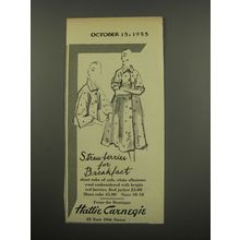 1955 Hattie Carnegie Robe and Bed Jacket Ad - Strawberries for Breakfast