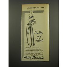 1955 Hattie Carnegie Hostess Gown Ad - Sable and Velvet