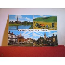 multiview, PICTURESQUE WILTSHIRE county unused postcard by Salmon =