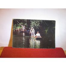 PUNTING ON THE RIVER ISIS, OXFORD, unused American postcard =
