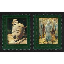 UN Vienna Terracotta Warriors from Emperor Qin Shi Huang's Tomb 2v 1997 MNH