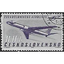 Mi 1405: 80 h. violet/pale blue 40th Anniversary of Czechoslovak Airlines.