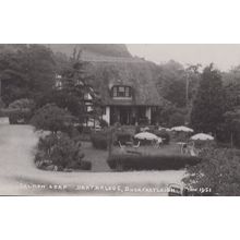 Salmon Leap Dartbridge Umbrellas In Garden Devon Vintage Real Photo Postcard