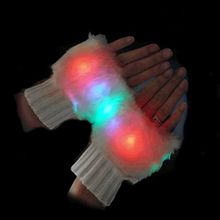 Faux Fur LED Fingerless Gloves