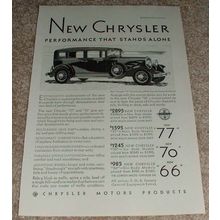 1929 Chrysler 77 Royal Sedan Ad, Performance!