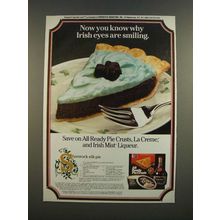 1986 Pillsbury Pie Crusts, La Crme & Irish Mist Ad - Shamrock Silk Pie recipe
