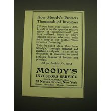 1924 Moody's Investors Service Ad - How Moody's protects thousands of investors